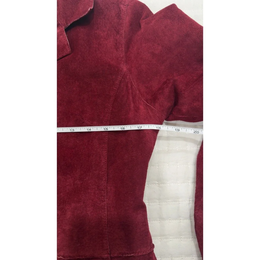 Vintage Brandon‎ Thomas Burgundy Red Suede Leather Blazer Jacket Womens M - Picture 6 of 8